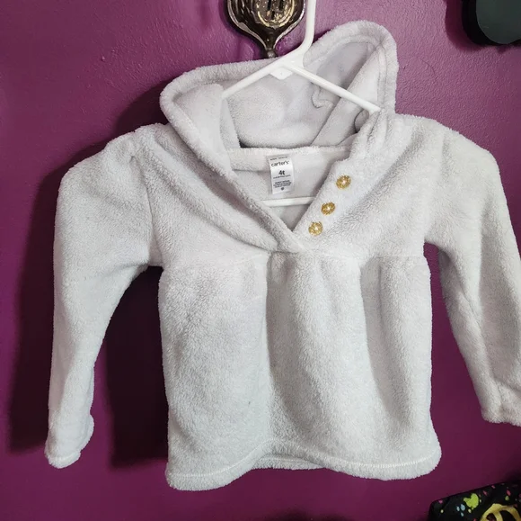 Carters White Fleece Pullover, size 4t - Picture 1 of 4